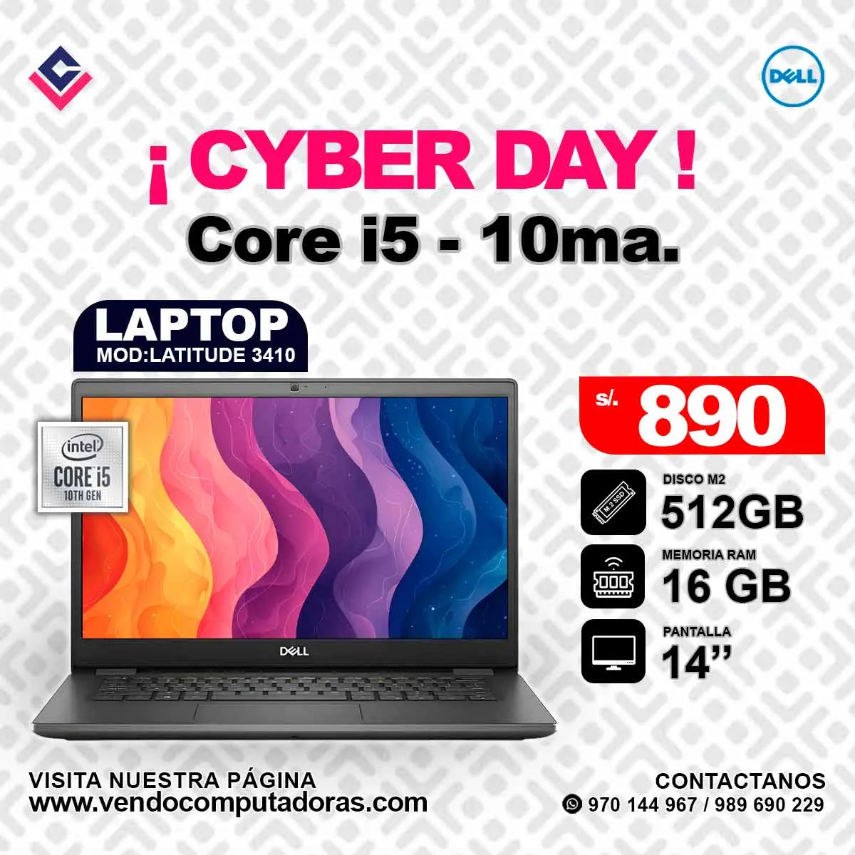 Laptop DELL Intel Core i5 - 10ma. latitude3410