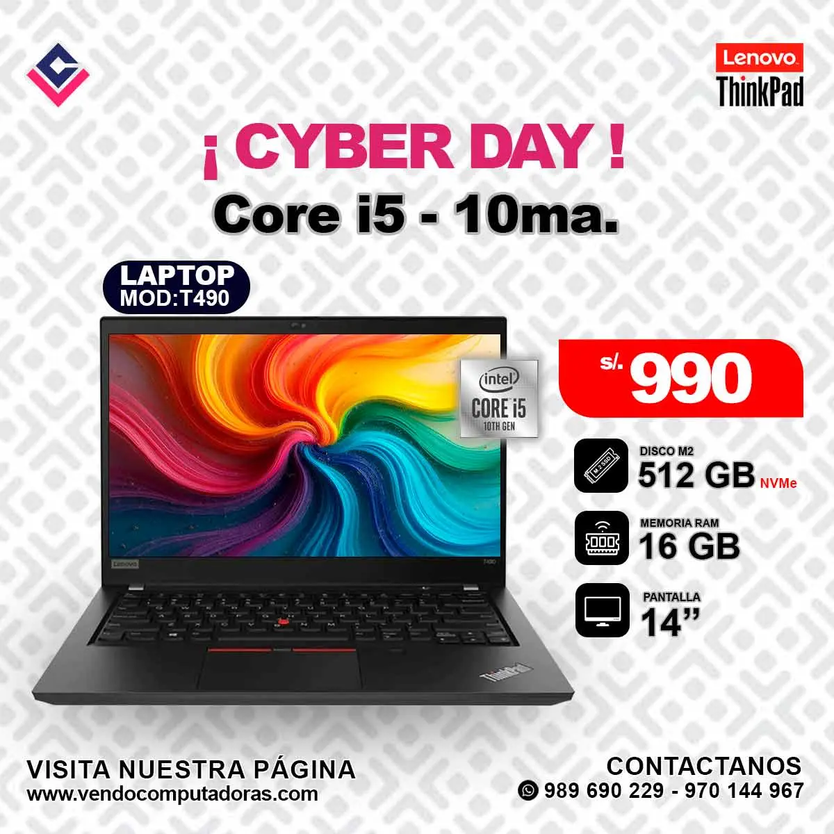 Laptop Lenovo Thinkpad Intel Core i5 - 10ma.