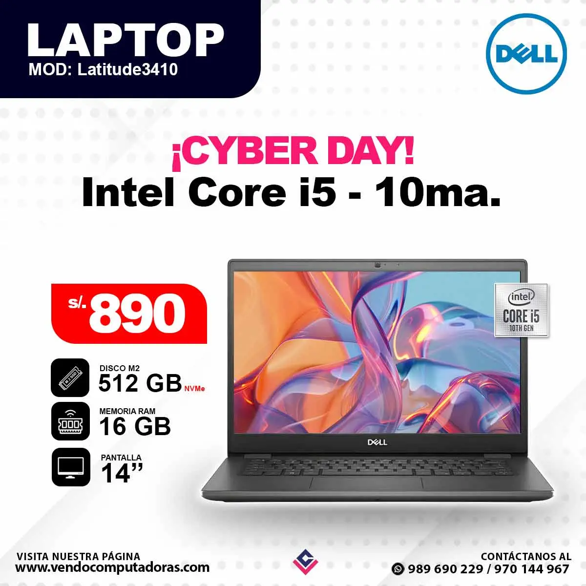 Laptop DELL Core i5 - 10ma. / Latitude3410
