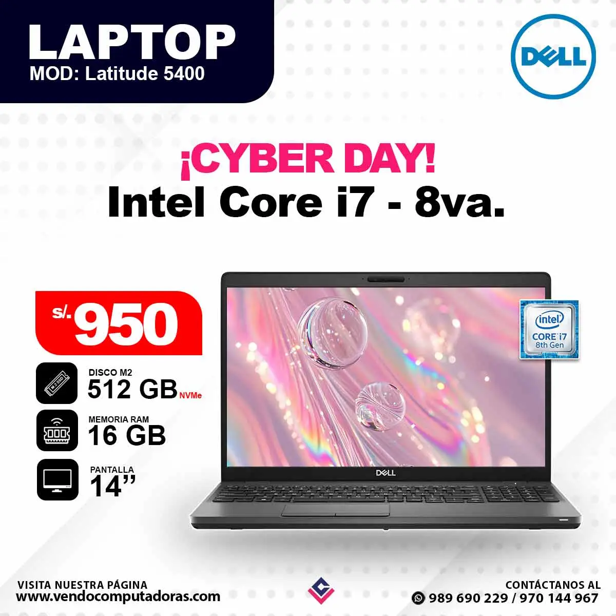 Laptop DELL Core i7 - 8va. Latitude5400