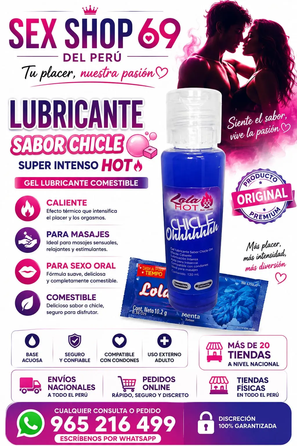Lubricantes calientes y sabores 965216499