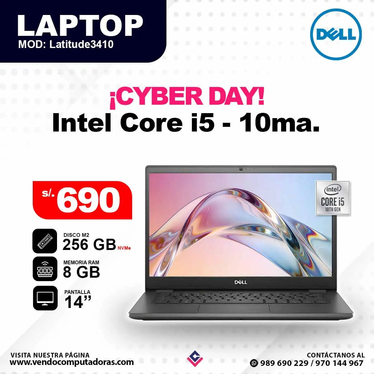 Laptop Core i5 - 10ma. Gen Latitude 3410