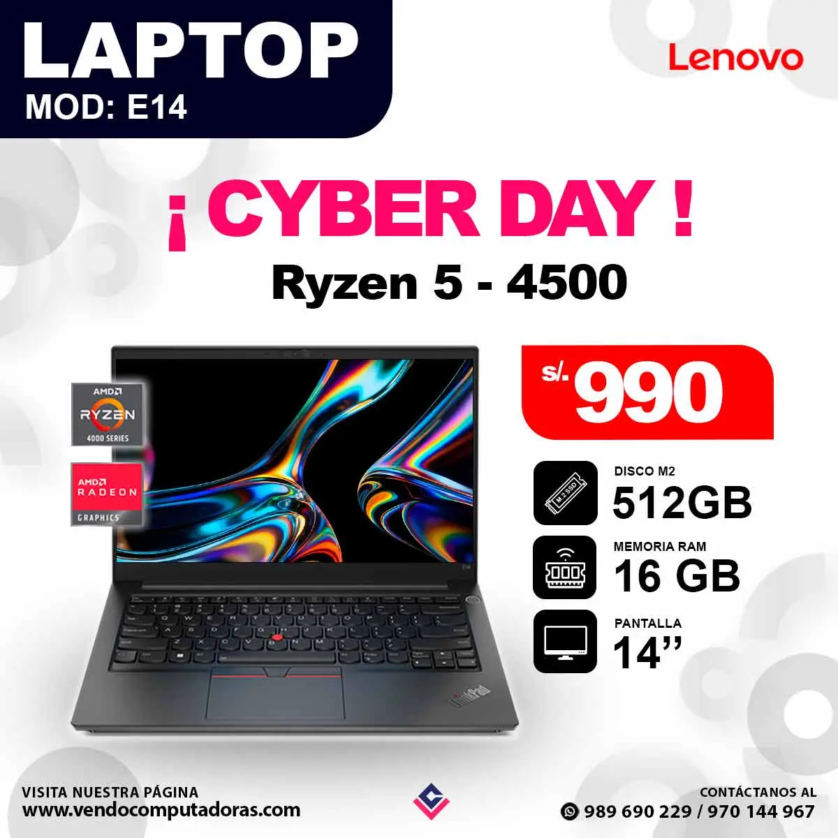 Laptop LENOVO Rayzen 5 4500