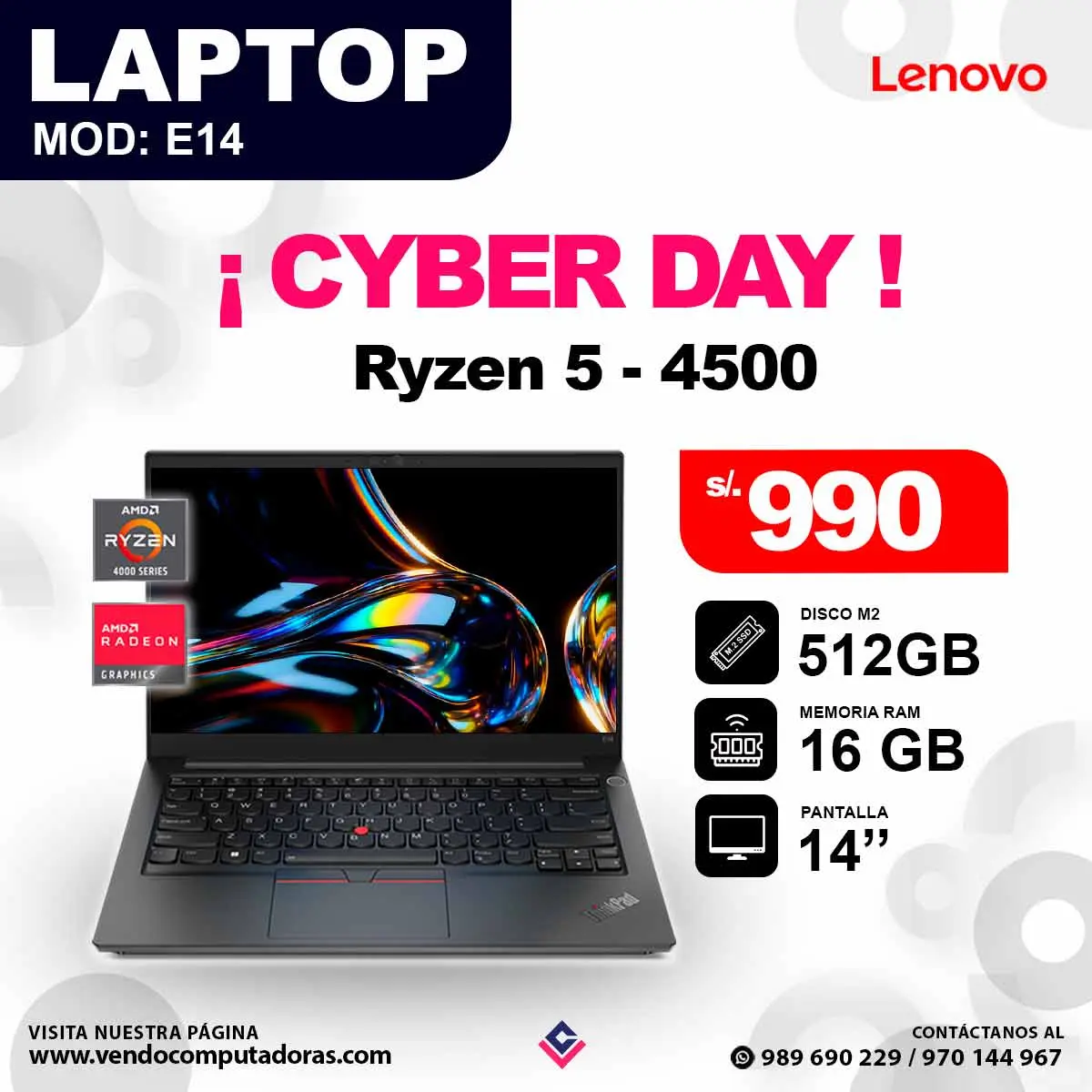 Laptop LENOVO Rayzen 5 4500