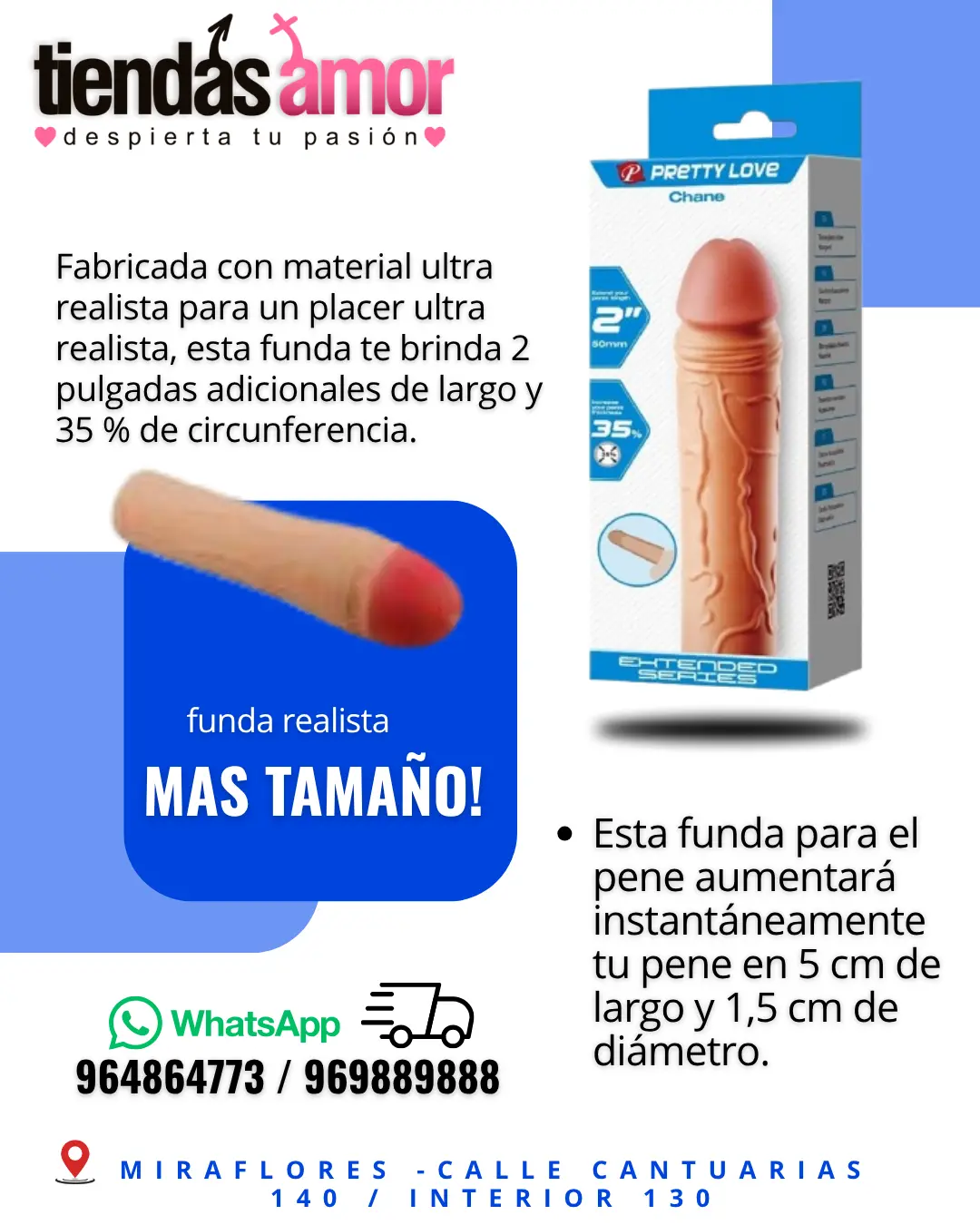 funda realista aumenta tamaño y grosor a tu pene -sexshop 