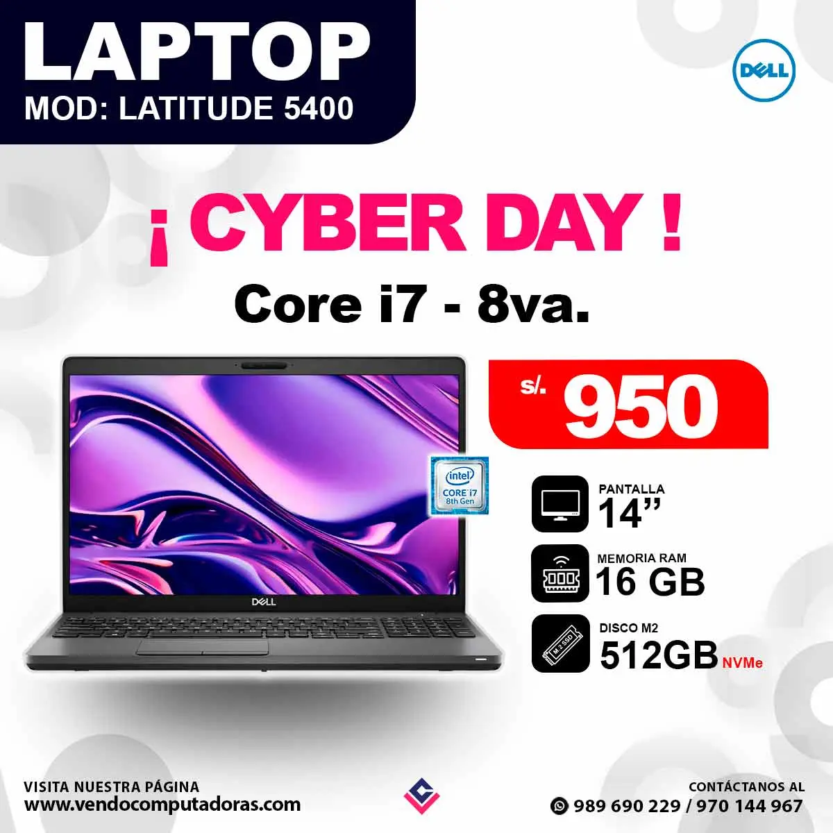 Laptop Dell Intel Core i7 - 8va