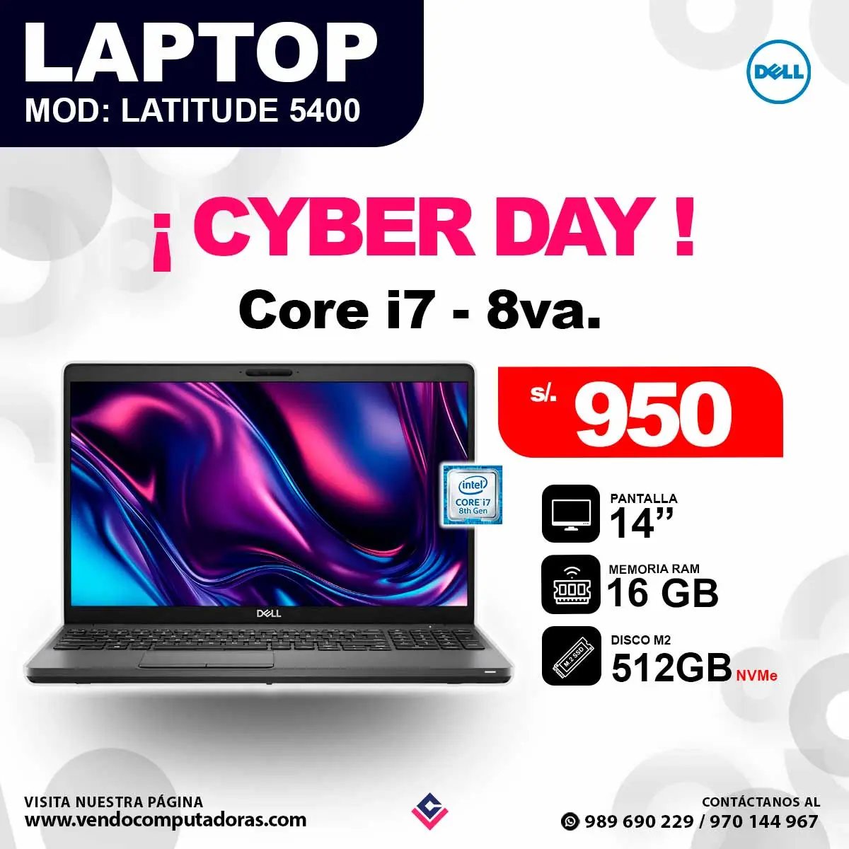 Laptop Dell Intel Core i7 - 8va