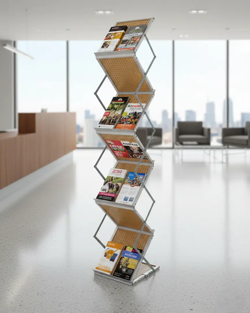 PORTA BROCHURE Z MADERA PARA FERIAS EVENTOS Y ESPACIOS CORP