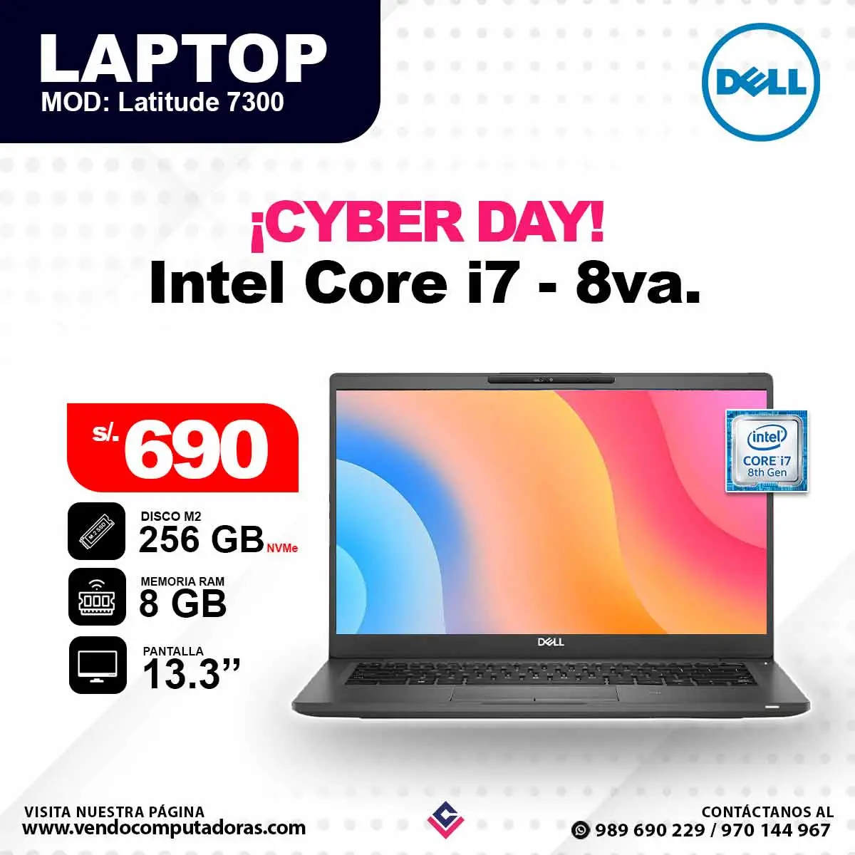 Laptop DELL Core i7 - 8va. Gen