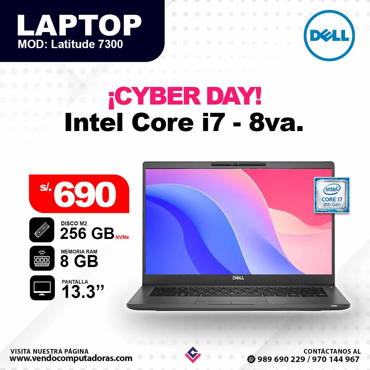 Laptop DELL Core i7 - 8va. Gen