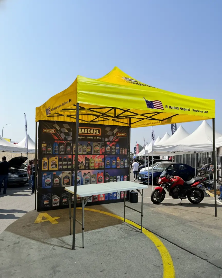 Toldo Publicitario Plegable con Pared para Eventos y Ferias