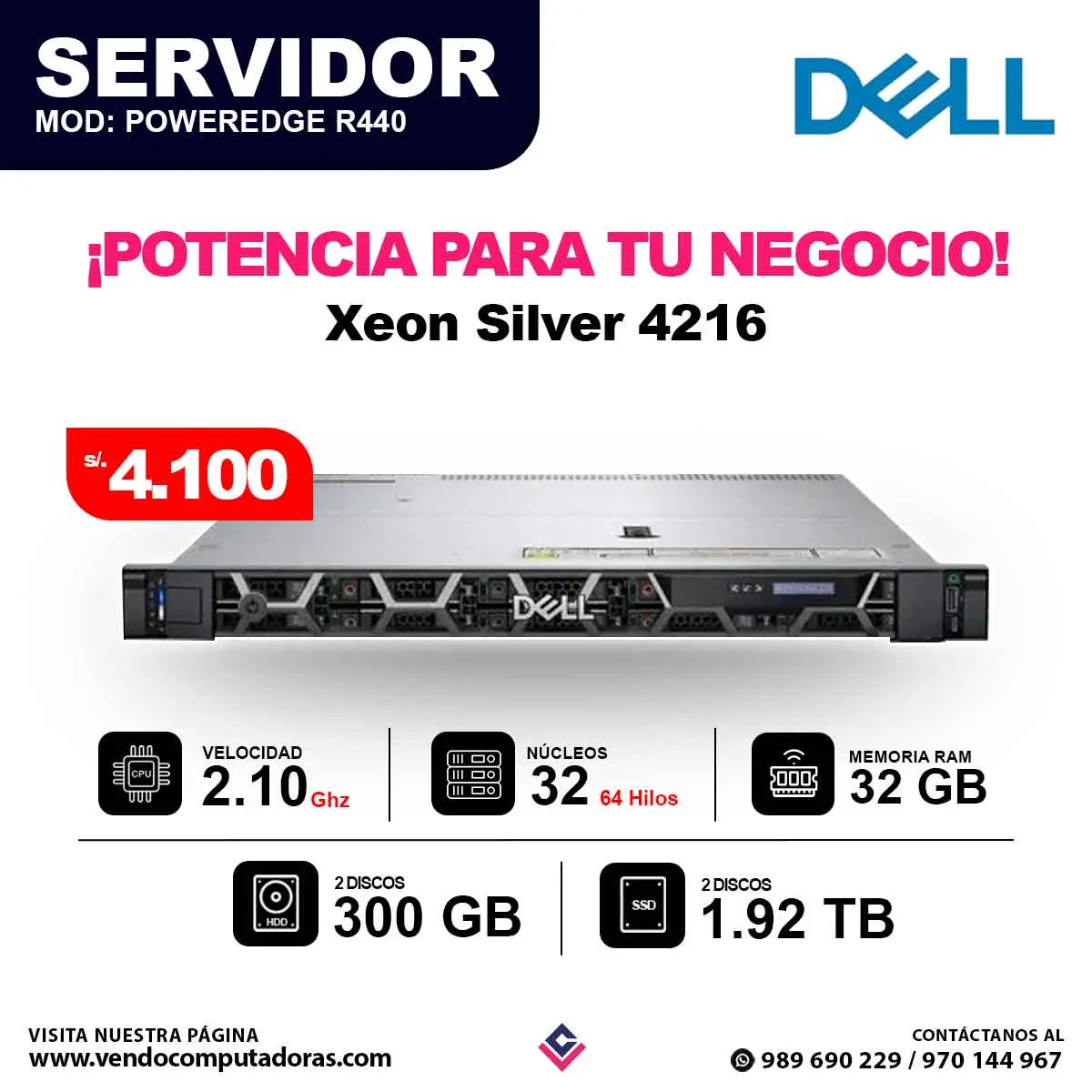 Servidor DELL PowerEdge Intel Xeon 4216