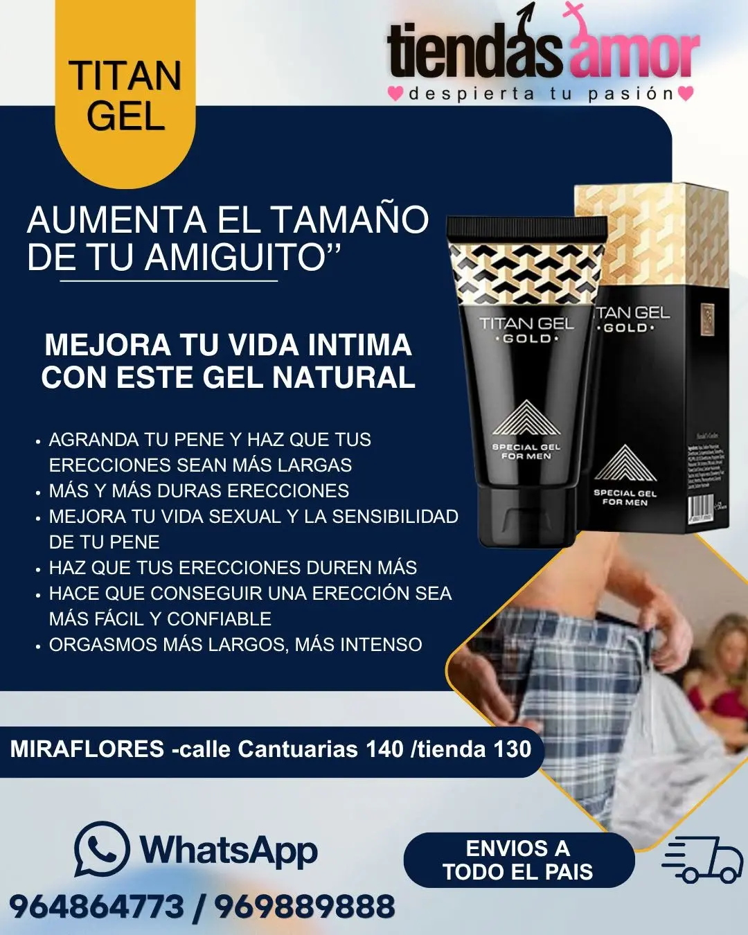 Titán Gel Gold TIENDAS AMOR MIRAFLORES SEXSHOP 958300709