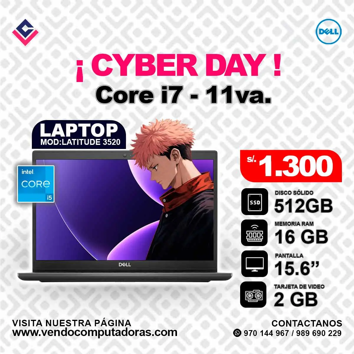 Laptop DELL Intel core i7 - 11 va.