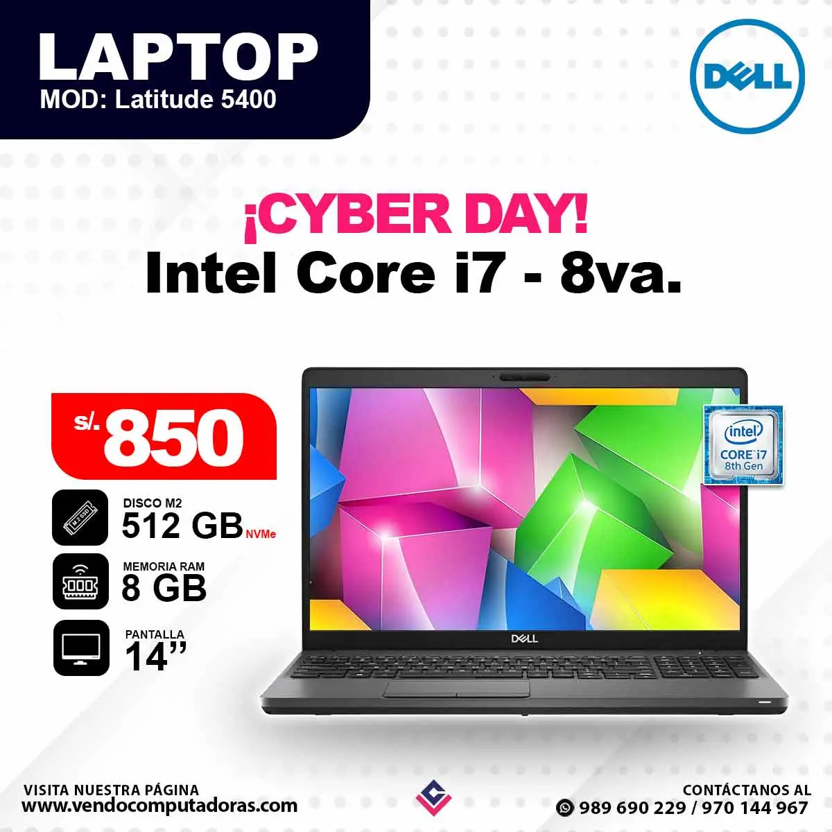 Laptop DELL Intel Core i7 - 8va. Latitude 5400