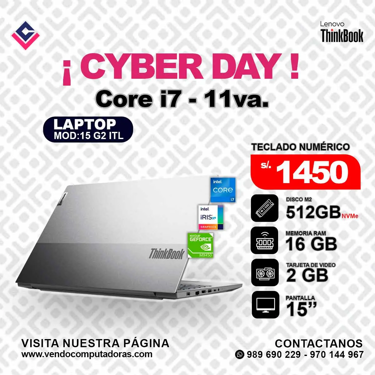 Laptop Lenovo THINKBOOK 15 G2 ITL - Intel Core i7 - 11va.