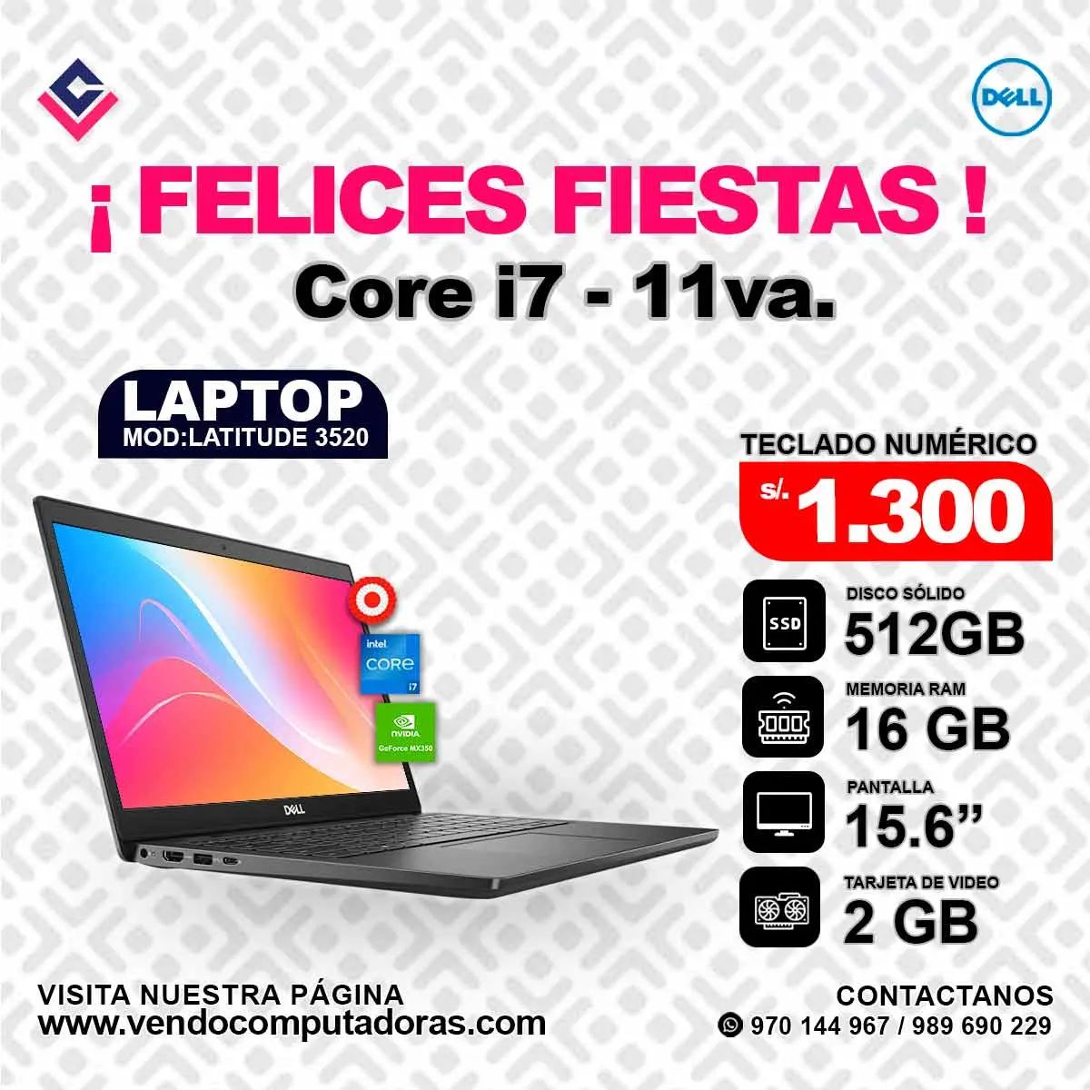 Laptop DELL Intel core i7 - 11va.