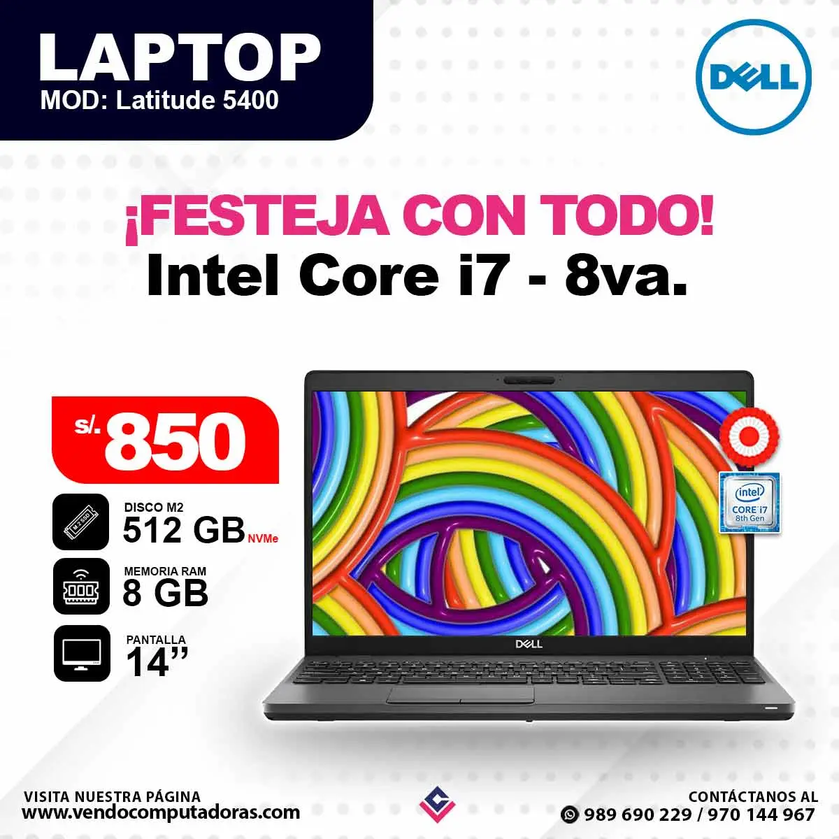 Laptop dell Core i7 - 10ma. Gen - Latitude5400