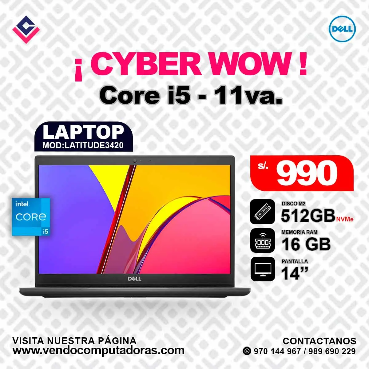 Laptop DELL Intel Copre i5 - 11va.