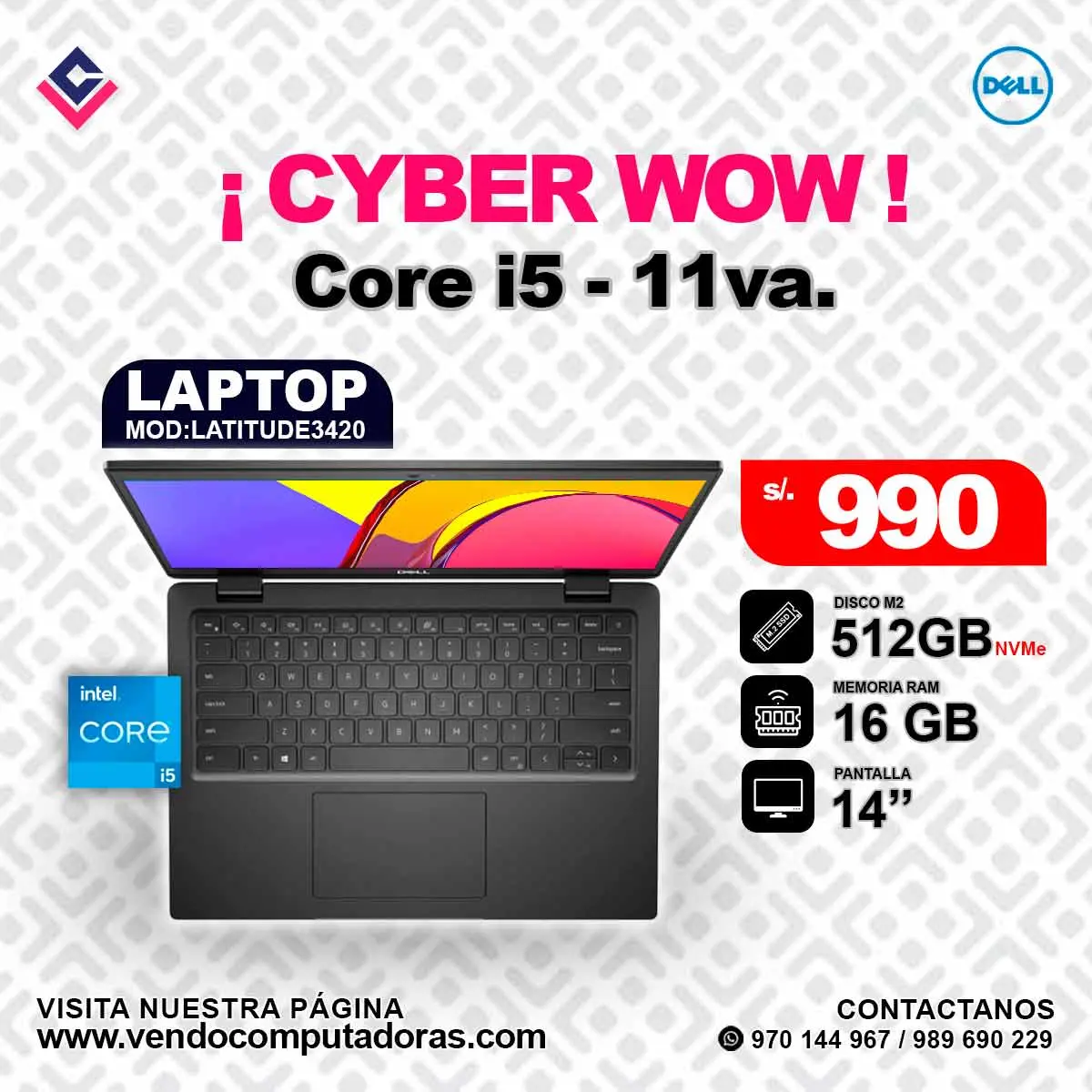 Laptop DELL Intel Copre i5 - 11va.