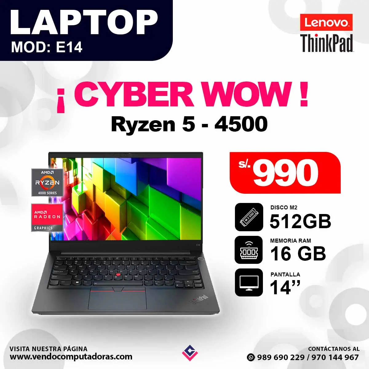 Laptop Lenovo Thinkpad Ryzen 5 4500 