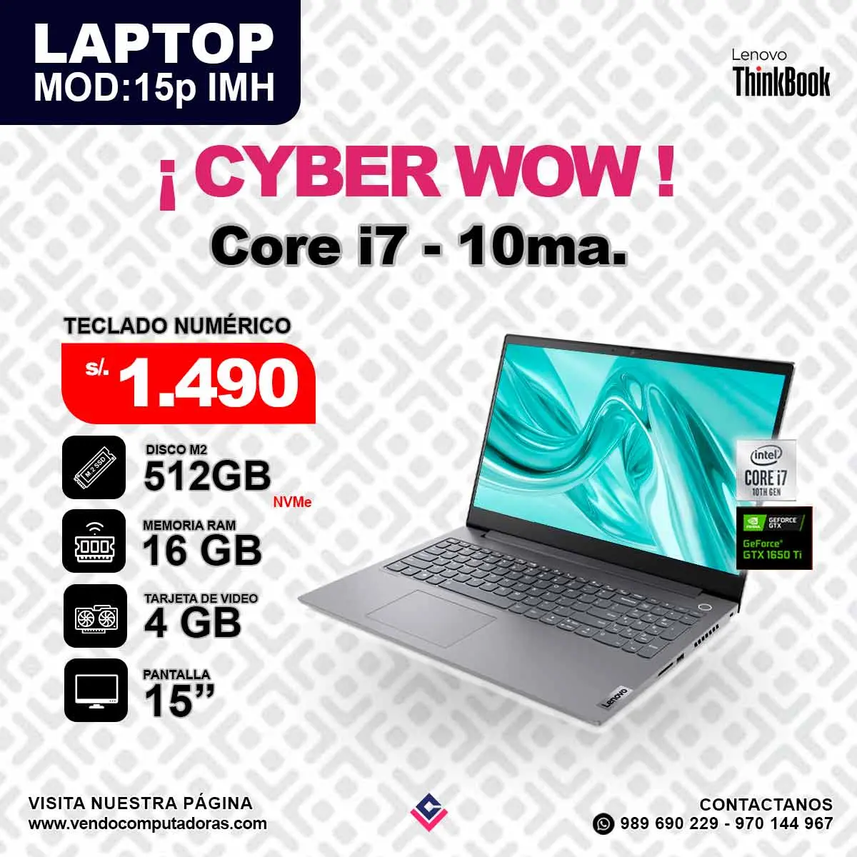 Laptop Lenovo Thinkbook Intel core i7 - 10ma.