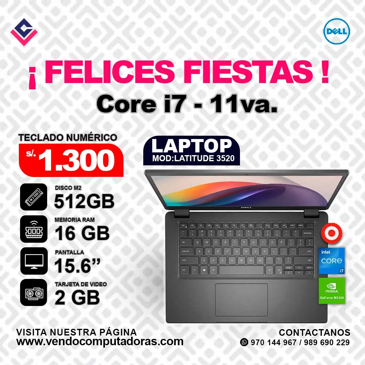 Laptop DELL Intel core i7 11va.