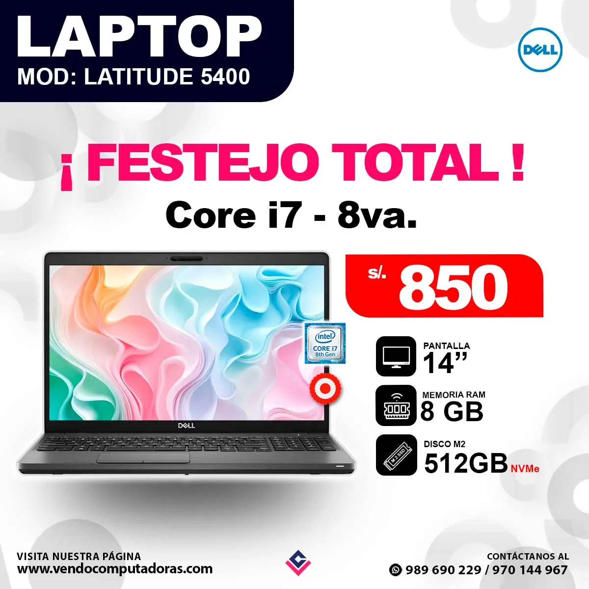Laptop DELL Latitude 5400 Intel core i7 - 8va.