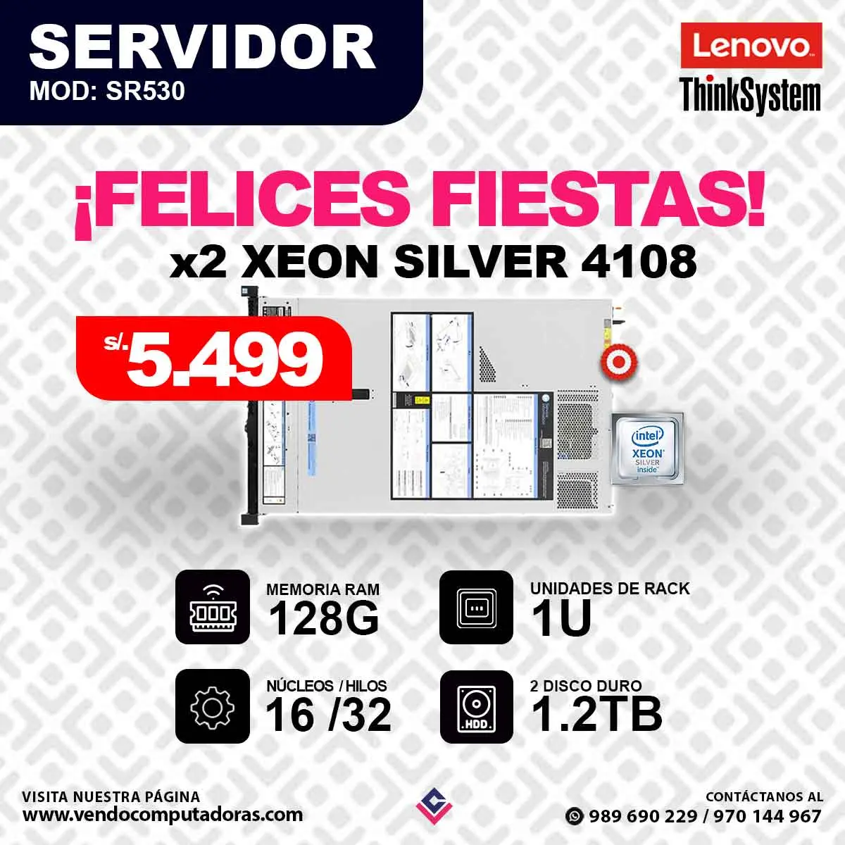 Computadora Lenovo Thinksystem X2 XEON SILVER 4108