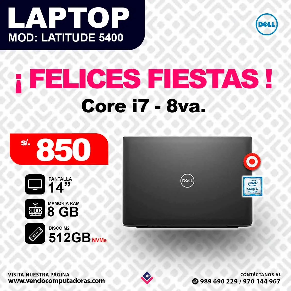 Laptop DELL Intel Core i7- 8va.