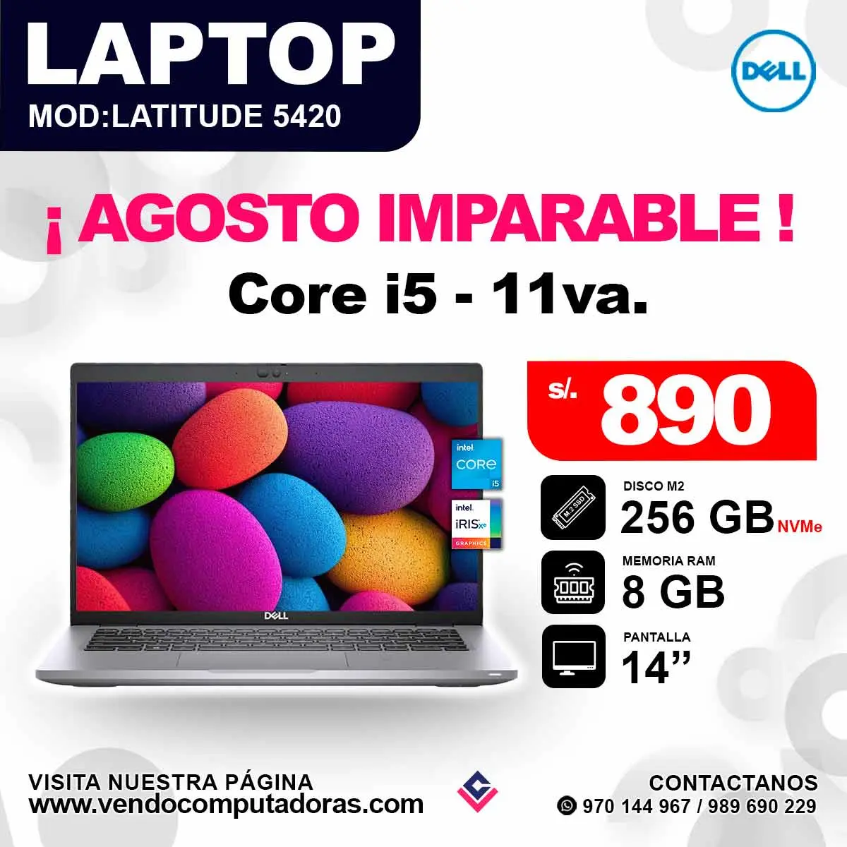 Laptop DELL core i5 - 11va. Latitude 5420