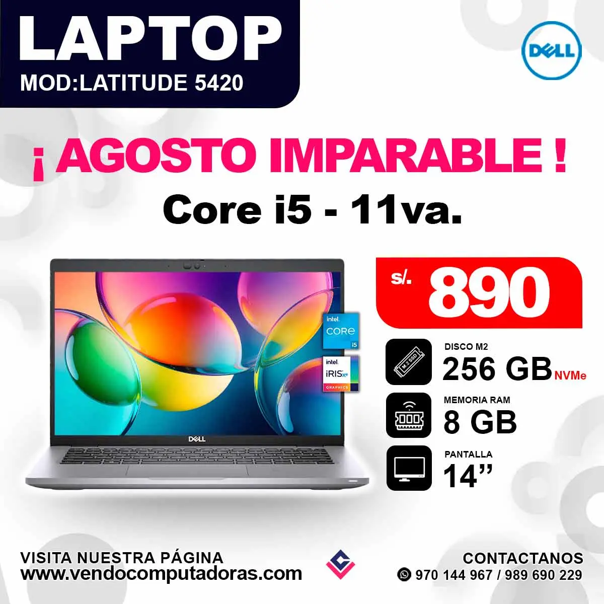 Laptop DELL core i5 - 11va. Latitude 5420
