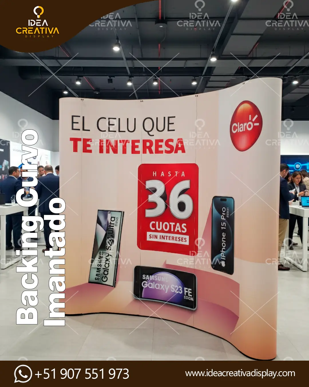 Backing Curvo Imantado para Eventos y Negocios