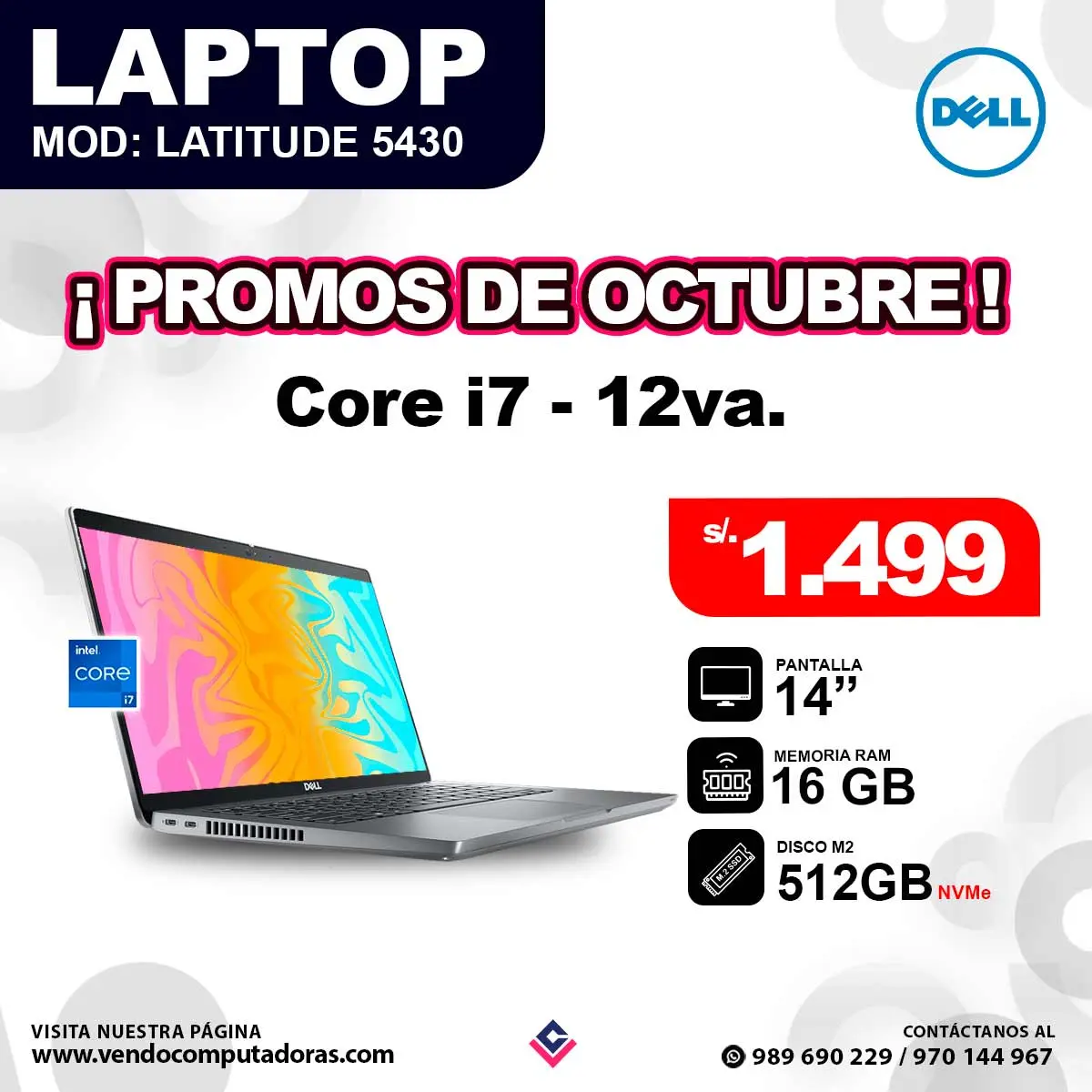 Laptop DELL core i7 - 12va. LATITUDE 5430