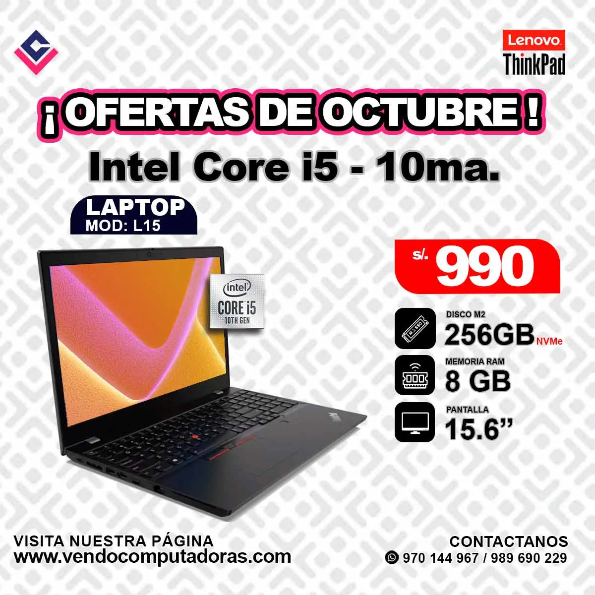 Laptop Lenovo Thinkpad Intel cor i5 - 10ma.
