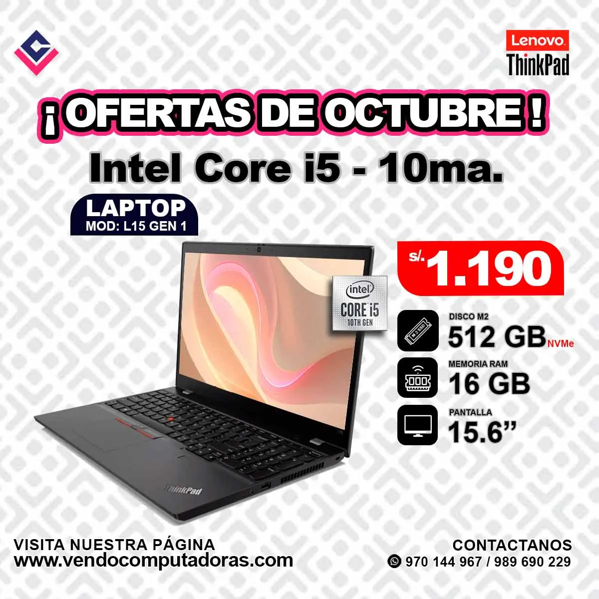 Laptop Lenovo Thinkpad Intel core i5 - 10ma.