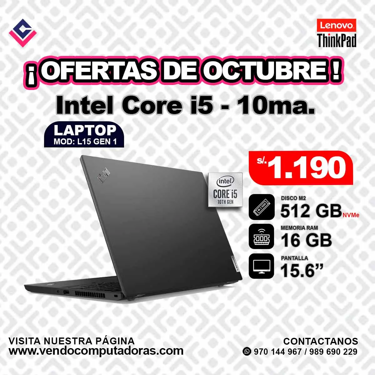 Laptop Lenovo Thinkpad Intel core i5 - 10ma.