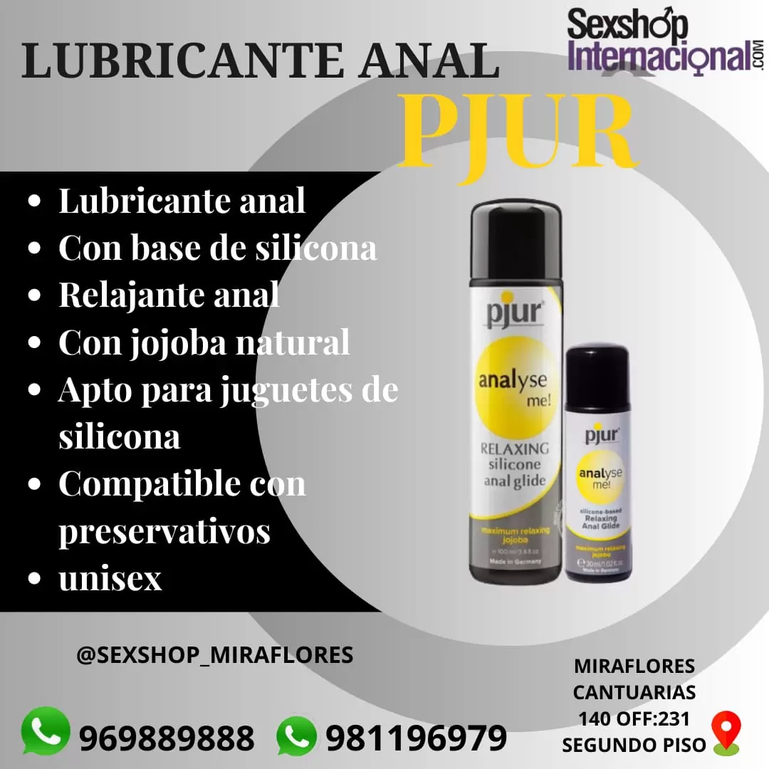 ORIGINAL LUBRICANTE PJUR 100ML-DILATADOR ANAL Y VAGINAL-DE SILICONA-SEXSHOP LIMA 971890151 