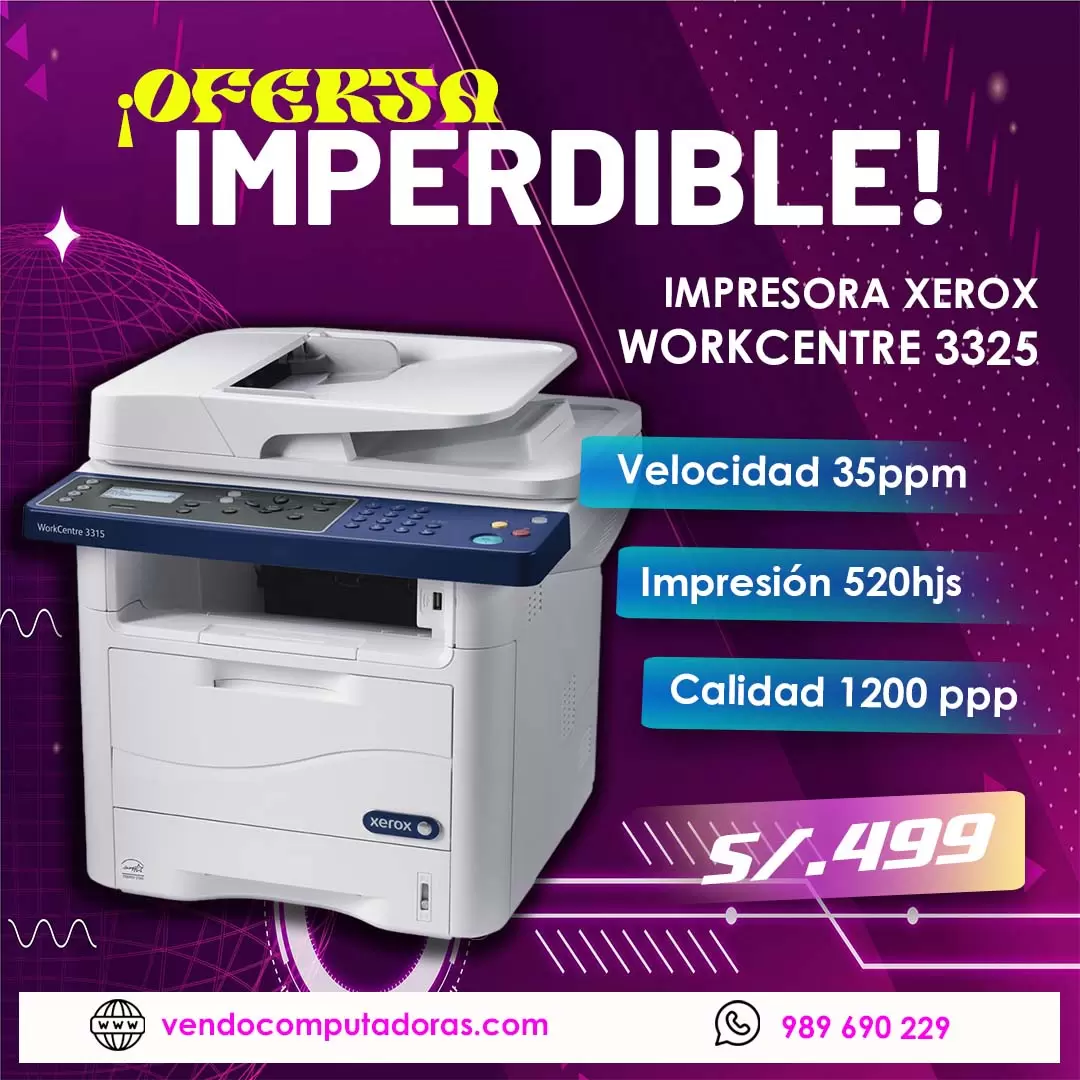 Tecnología de Vanguardia Impresora Xerox WorkCentre 3325 en Oferta.