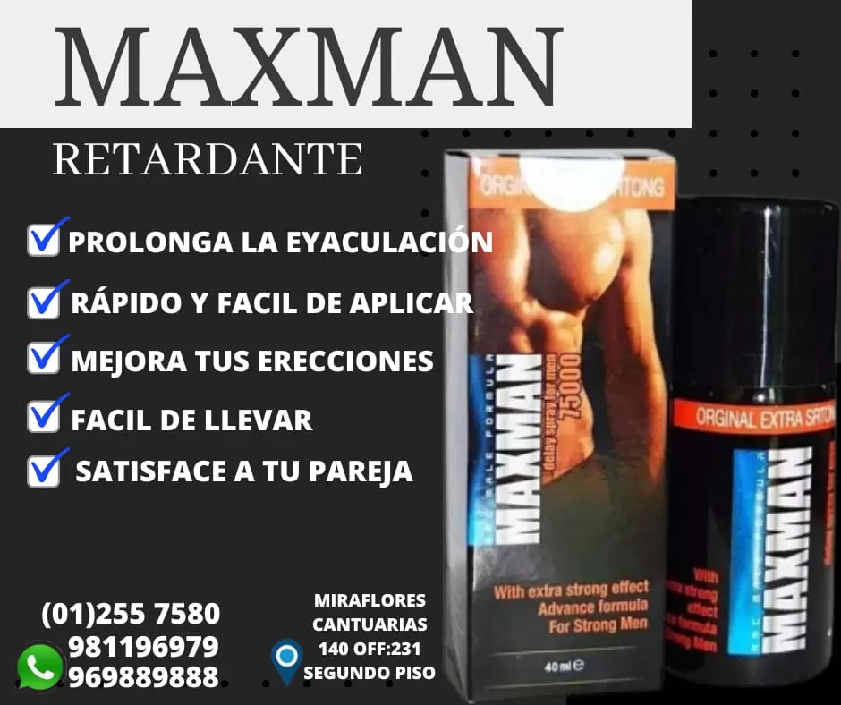 RETARDANTE MAXMAN-SPRAY-PROLONGA LA EYACULACION-ERECCIONES DURADERAS-SEXSHOP LIMA 