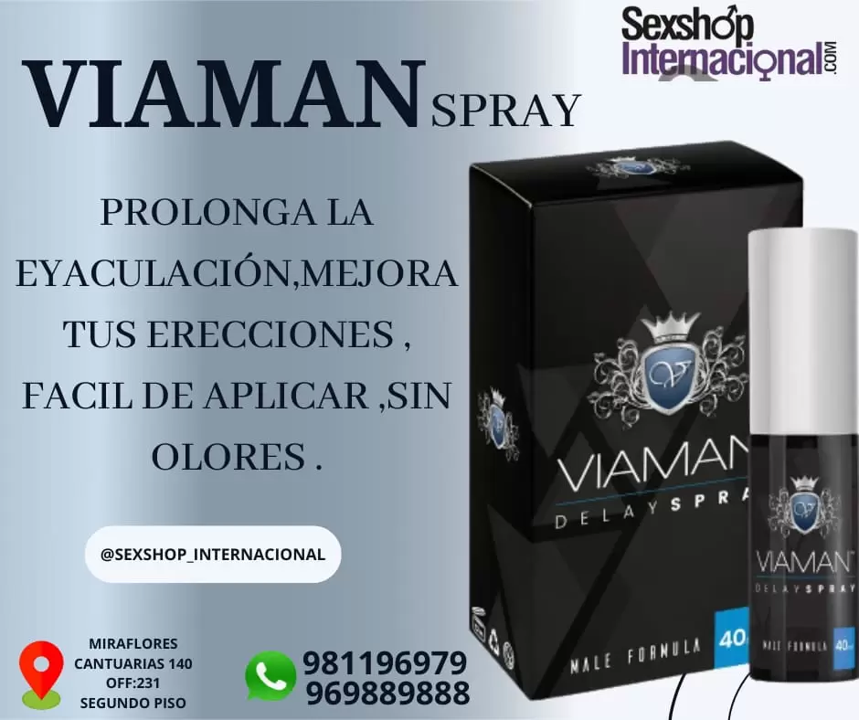 RETARDANTE VIAMAN MASCULINO - SPRAY-PROLONGA LA EYACULACION-ERECCIONES FUERTES-SEXSHOP LIMA 971890151 