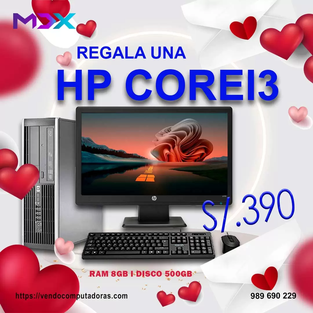 Regala tecnología este San Valentín computadora HP Core i3 en oferta especial