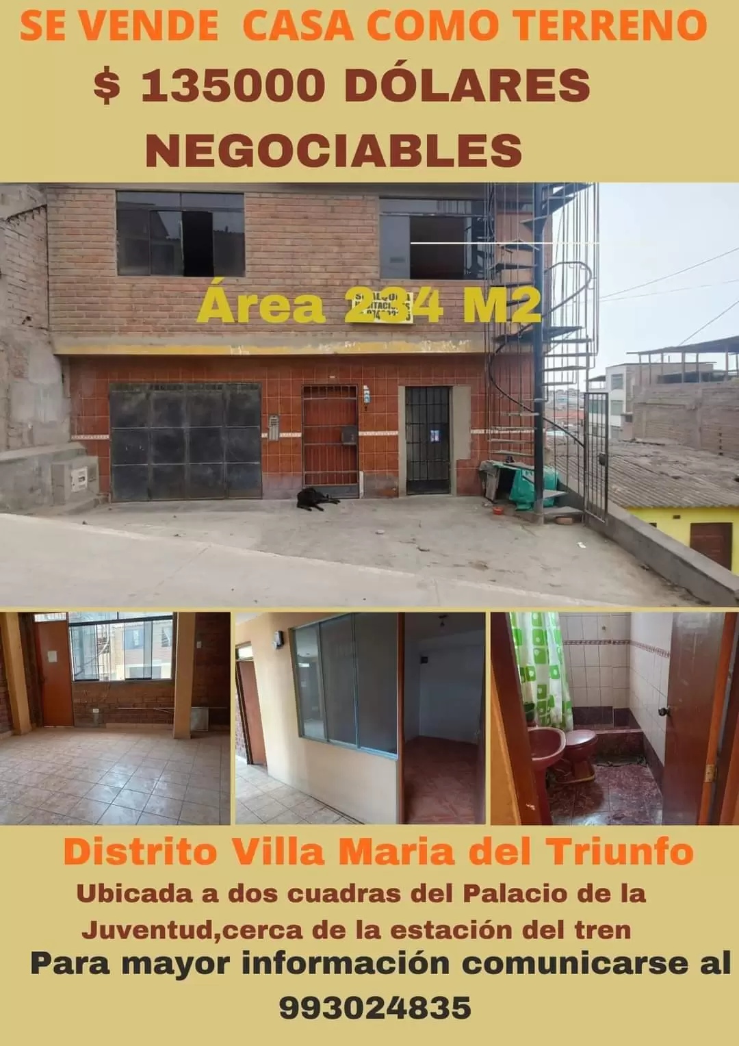 En VMT se Vende Casa como Terreno 