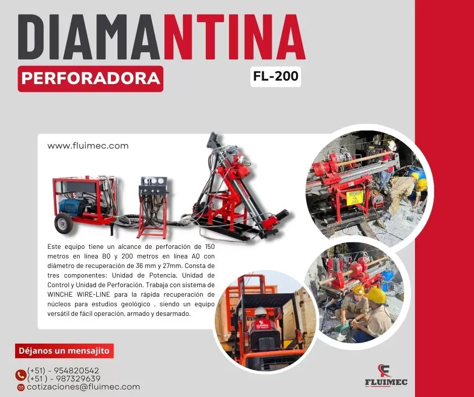 Perforadora FL-200 Extrae núcleos Mineria