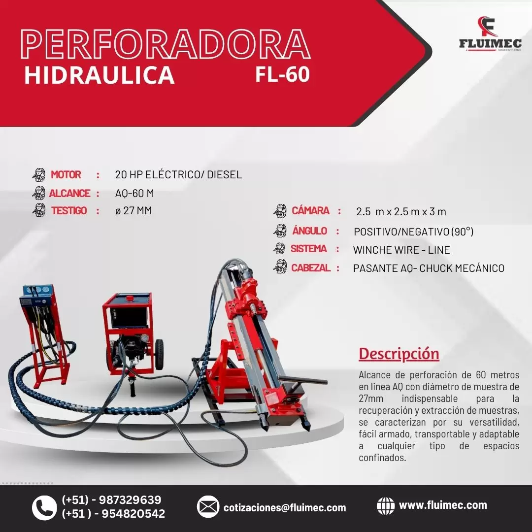 Perforadora FL-60 para proyectos en mina 