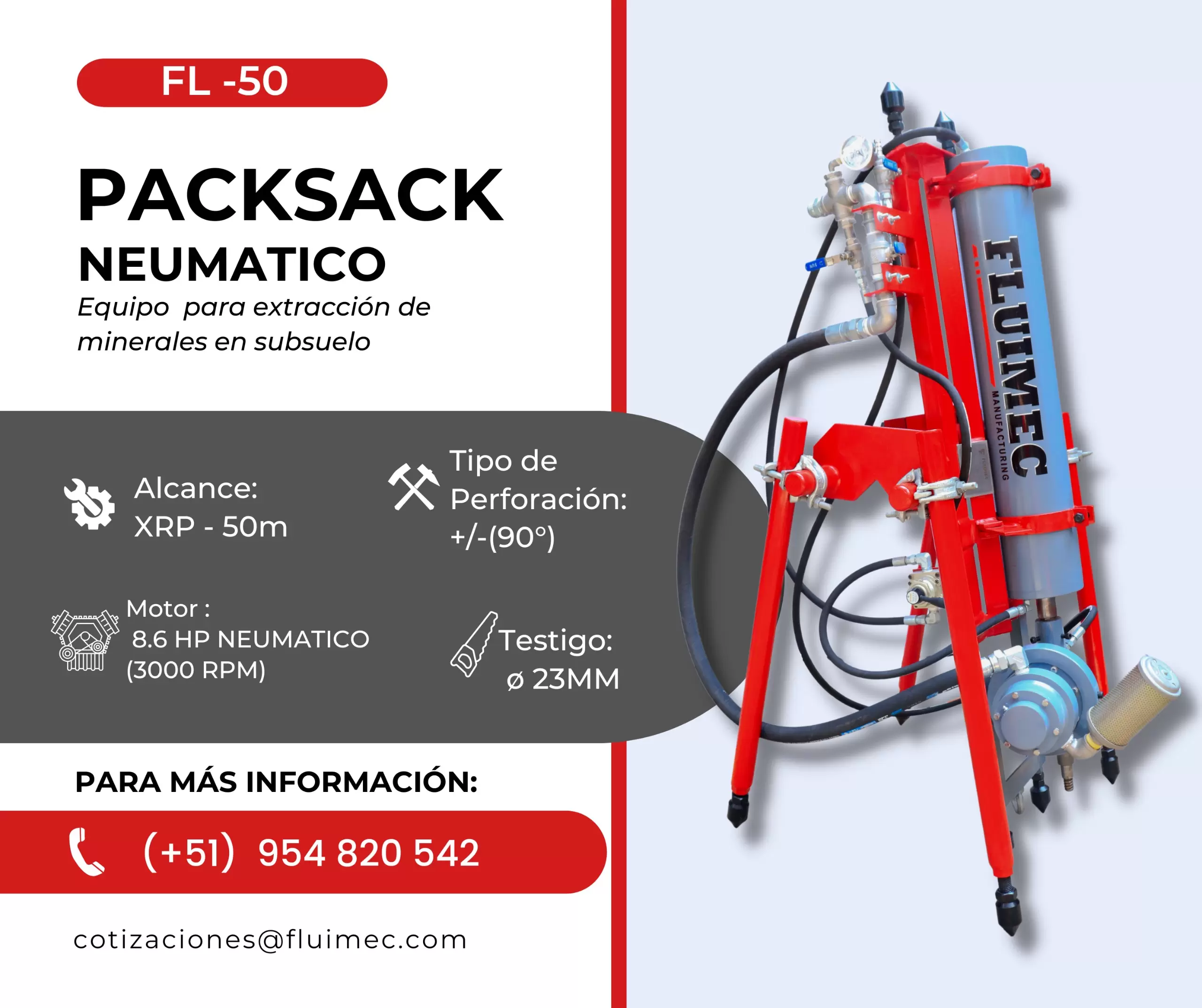 PACKSACK FL-50 PERFORADORA FACIL DE INSTALAR