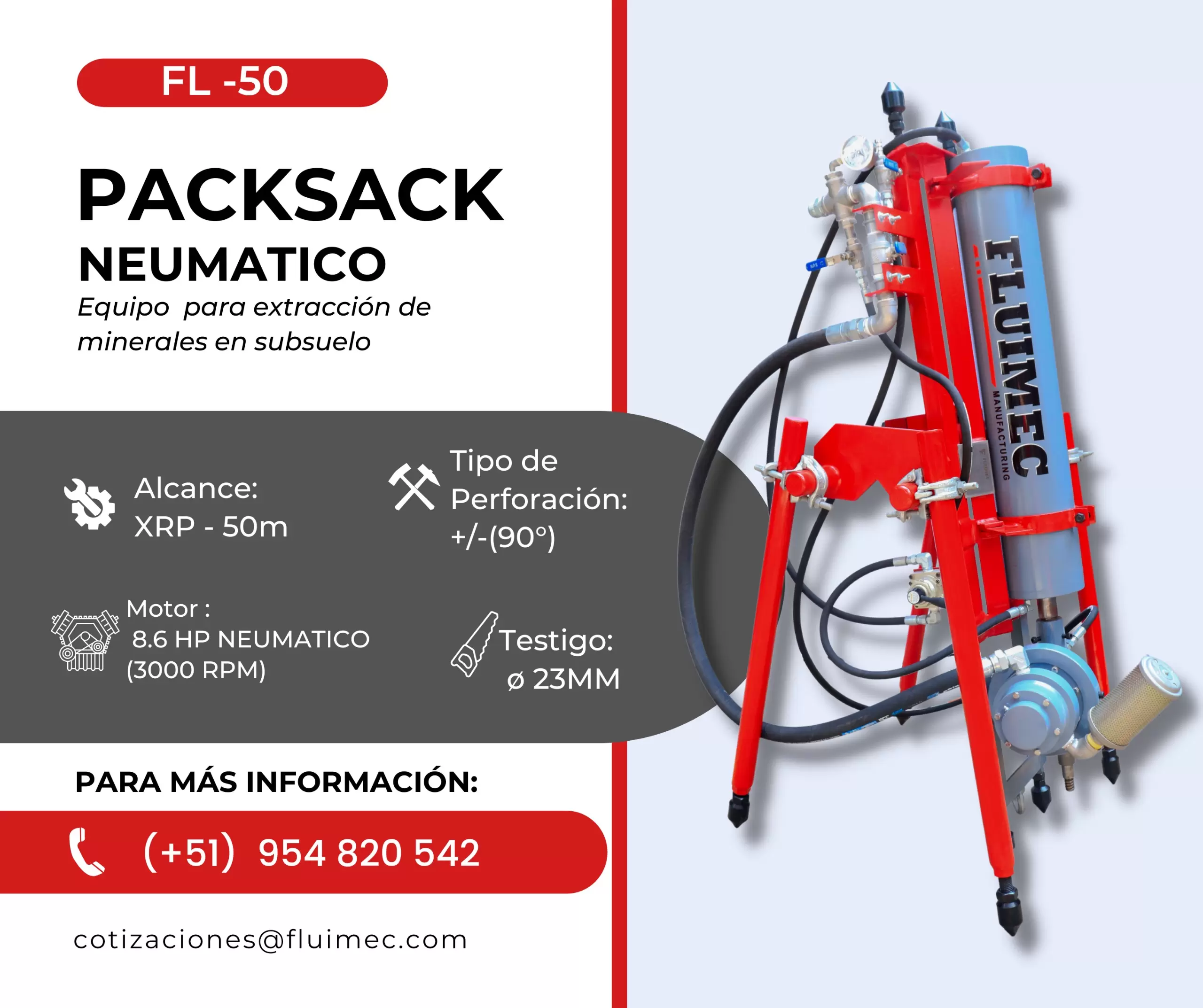 Packsack FL-50 exploración y extracción de muestras 