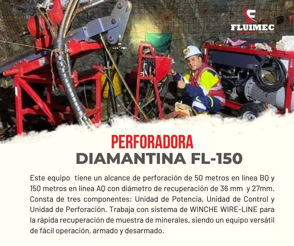 Perforadora FL-150 estudio de subsuelo en mina 