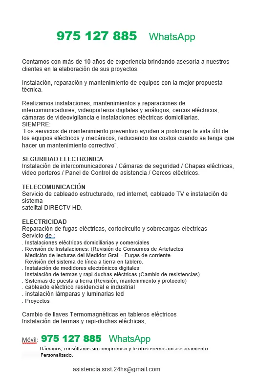 ELECTRICIDAD - REDES y TELECOMUNICACIONES _ Miraflores