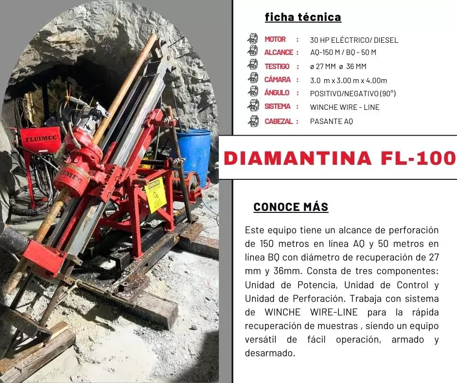 Perforadora diamantina FL-100 para exploración geológica